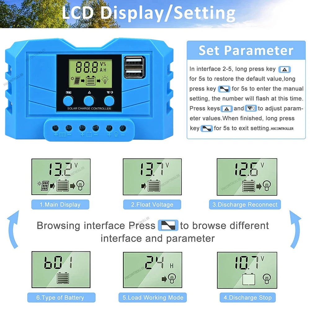 MPPT 30A Solar Charge Controller 12V 24V 720W System With USB Output by 54 Energy - Renewable Energy Store
