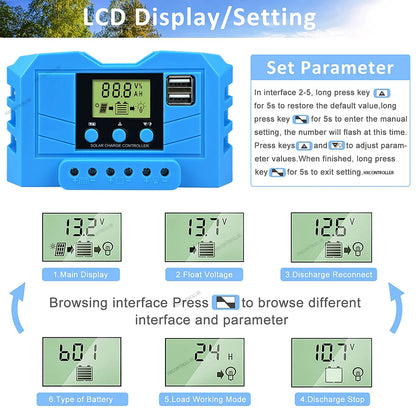 MPPT 30A Solar Charge Controller 12V 24V 720W System With USB Output by 54 Energy - Renewable Energy Store