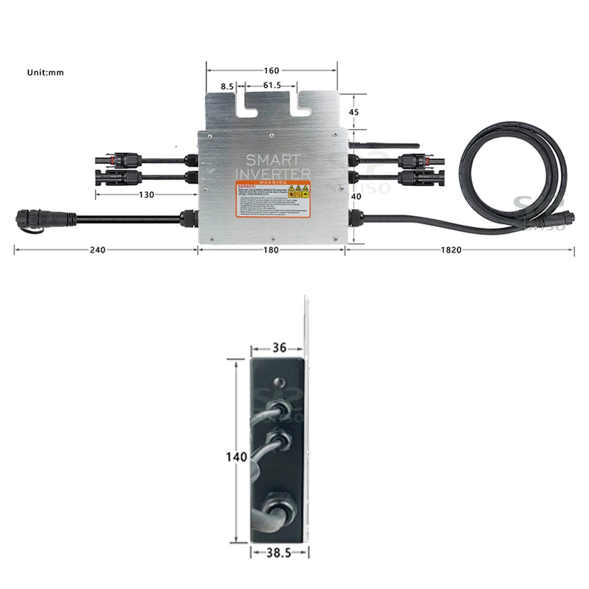 Micro Solar Inverter 800W Grid Tie MPPT 30V 36V DC 110/220V AC For 400/350W - 54 Energy - Renewable Energy Store