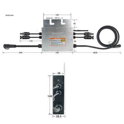 Micro Solar Inverter 800W Grid Tie MPPT 30V 36V DC 110/220V AC For 400/350W - 54 Energy - Renewable Energy Store