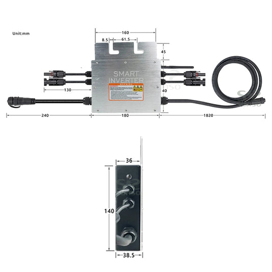 Micro Solar Inverter 800W Grid Tie MPPT 30V 36V DC 110/220V AC For 400/350W - 54 Energy - Renewable Energy Store