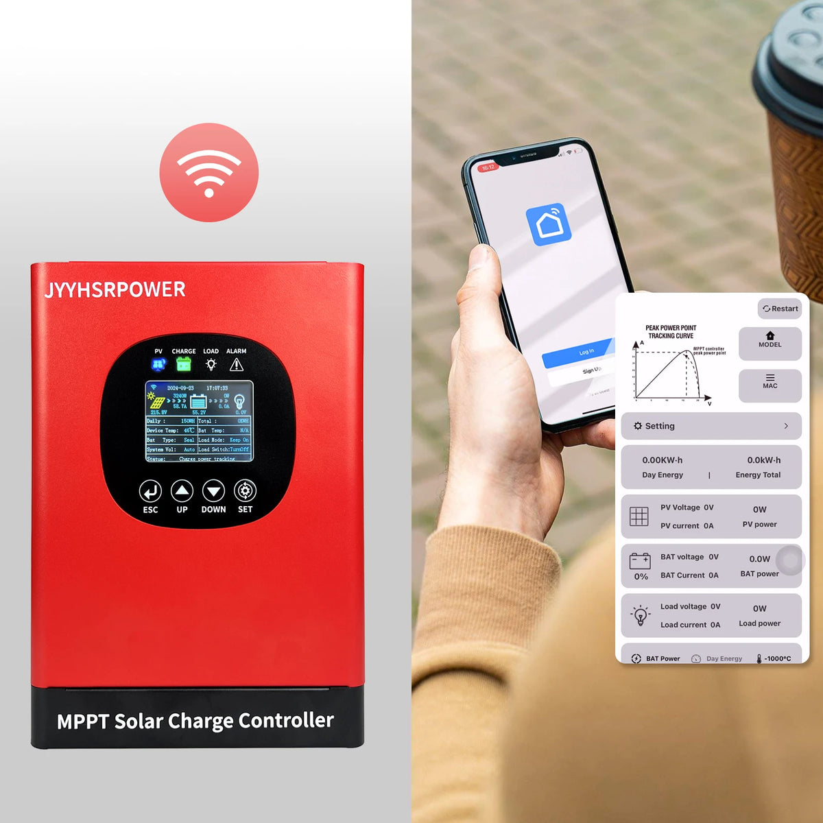 New 40A 60A 230VDC MPPT Solar Panel Charge Controller With Built In WIFI by 54 Energy - Renewable Energy Store