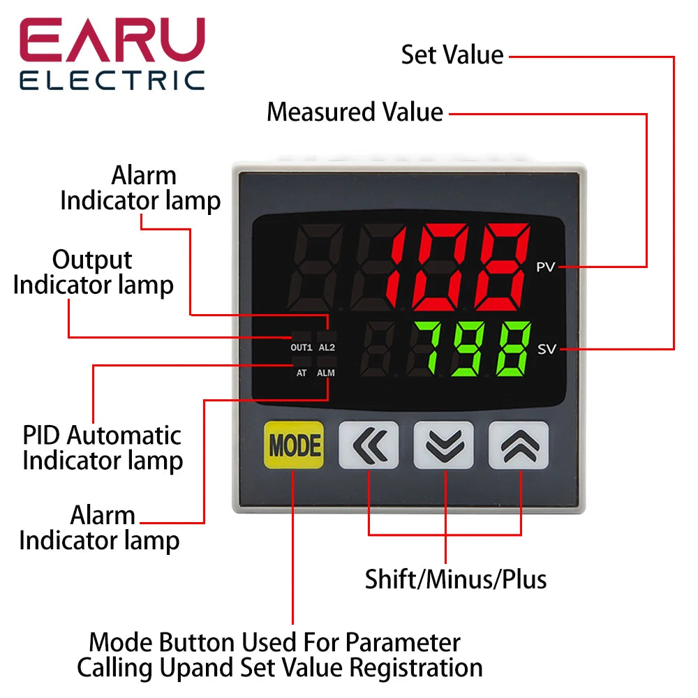 New Intelligen Digital PID Thermostat SSR Relay Output Universal Input Heating Cool Temperature Controller Regulator 110V 220VAC by 54 Energy - Renewable Energy Store
