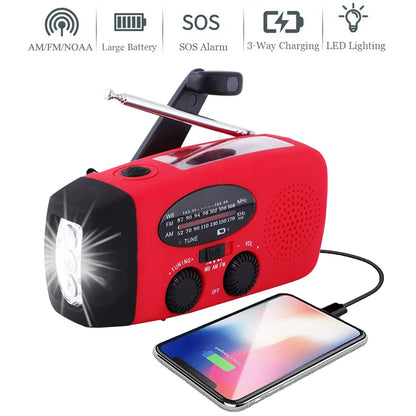 Solar Hand Crank Powered Camping Light With Radio Outdoor 2000mAh USB Charging - 54 Energy - Renewable Energy Store