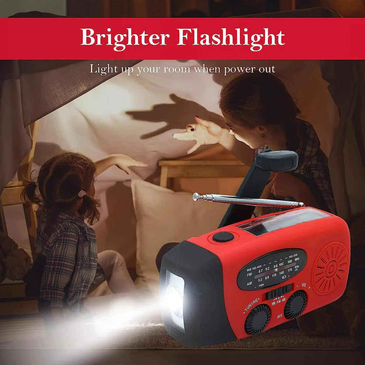 Solar Hand Crank Powered Camping Light With Radio Outdoor 2000mAh USB Charging - 54 Energy - Renewable Energy Store