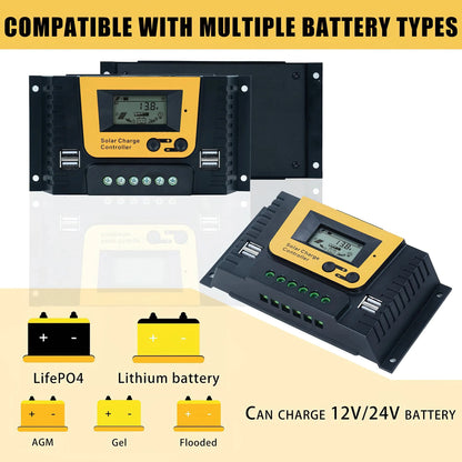 PWM 10A 20A 30A 100VDC Solar Charge Controller For 12V 24V 48V Lifepo4 GEL by 54 Energy - Renewable Energy Store