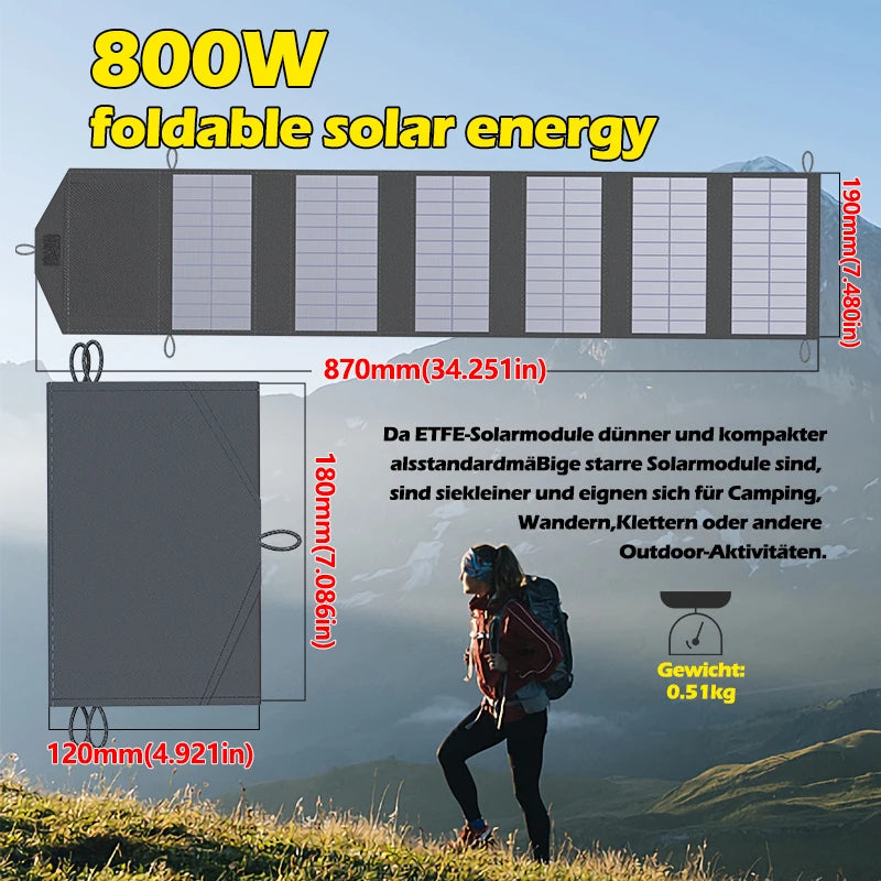 Portable Polysilicon Solar Panel Charger USB 800W 5V DC Foldable For Hiking And Camping by 54 Energy - Renewable Energy Store