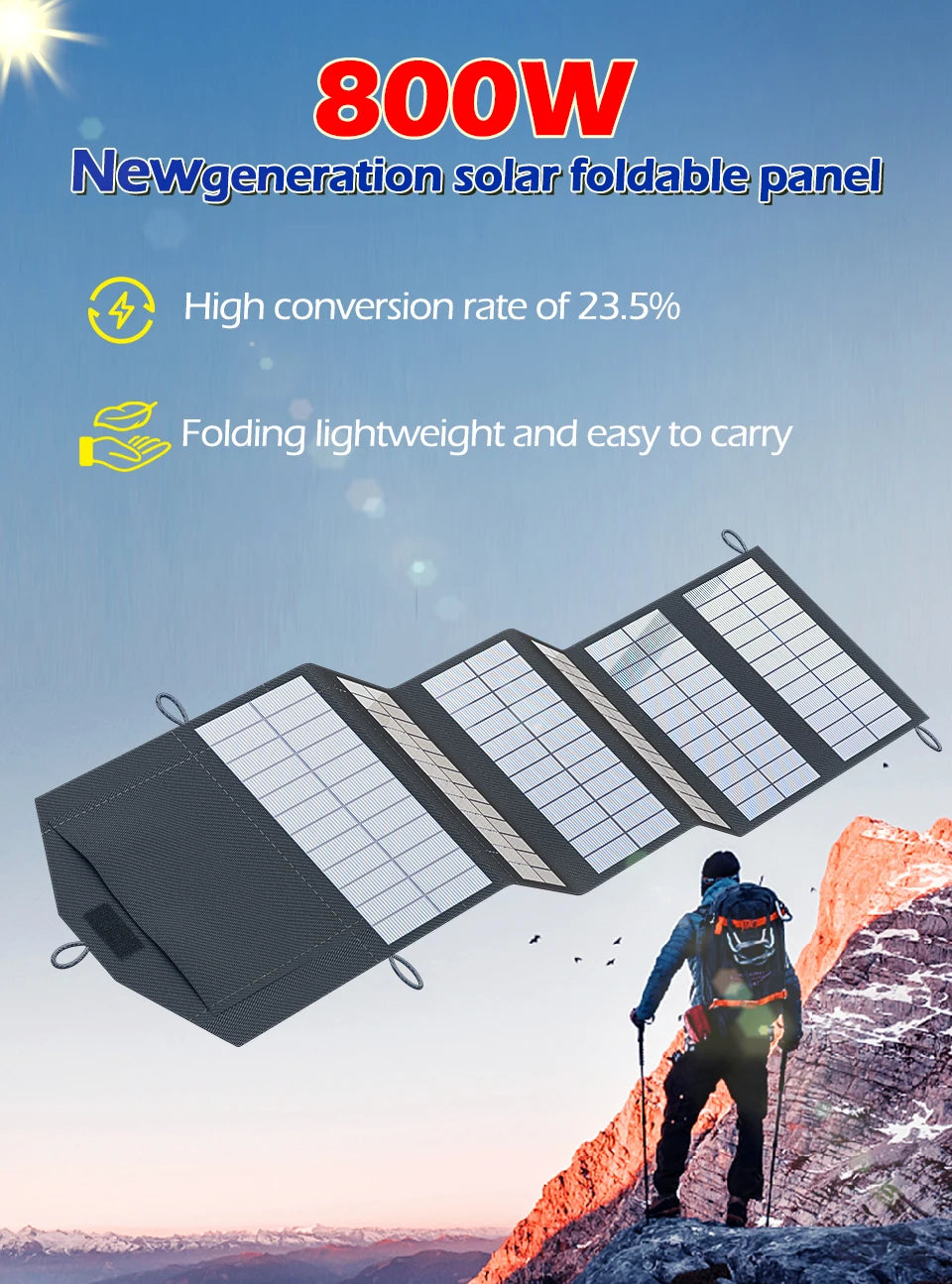 Portable Polysilicon Solar Panel Charger USB 800W 5V DC Foldable For Hiking And Camping by 54 Energy - Renewable Energy Store