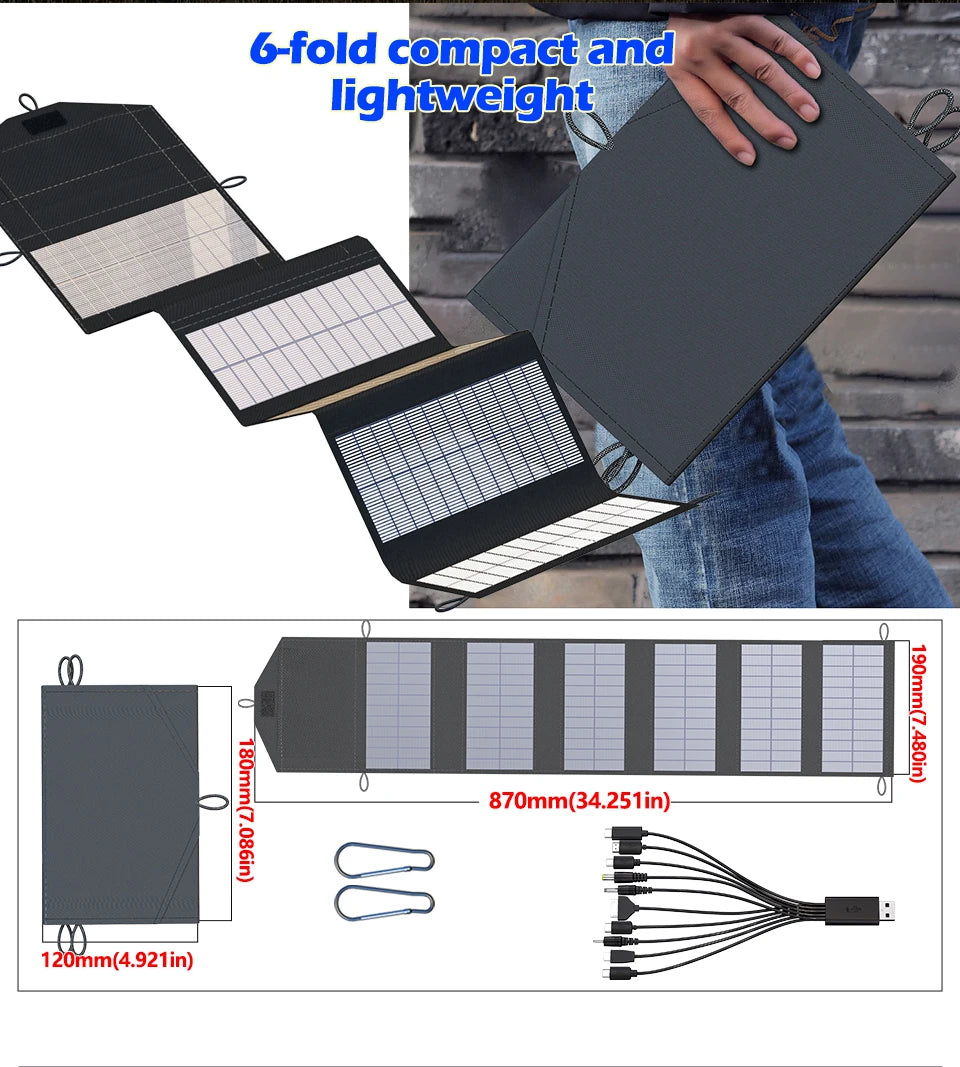 Portable Polysilicon Solar Panel Charger USB 800W 5V DC Foldable For Hiking And Camping by 54 Energy - Renewable Energy Store