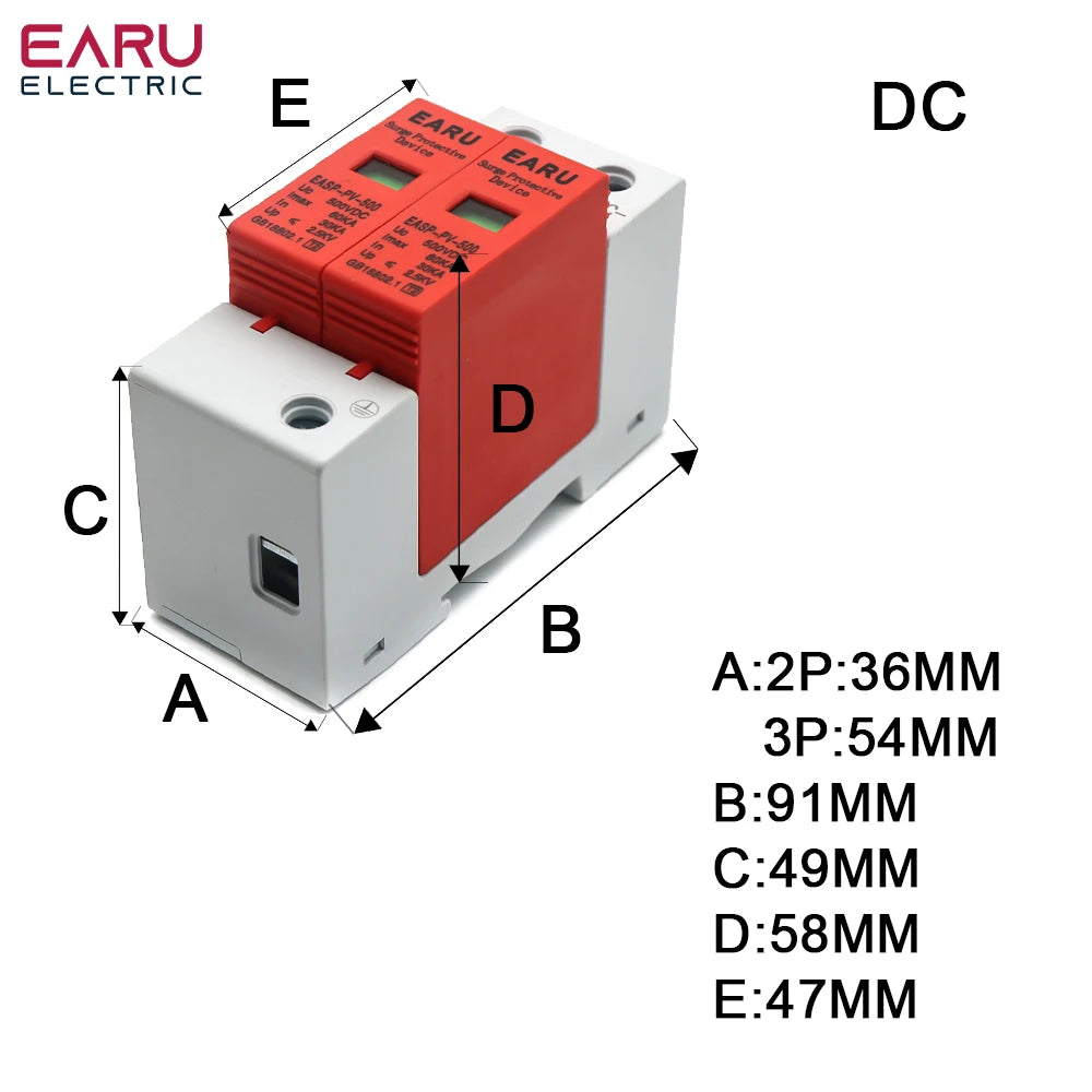 Power Surge Protective Device SPD Arrester Low Voltage House 1/2/3/4 Pole Surge Voltage Protection DC 500V 800V 1000V 40KA 60KA by 54 Energy - Renewable Energy Store