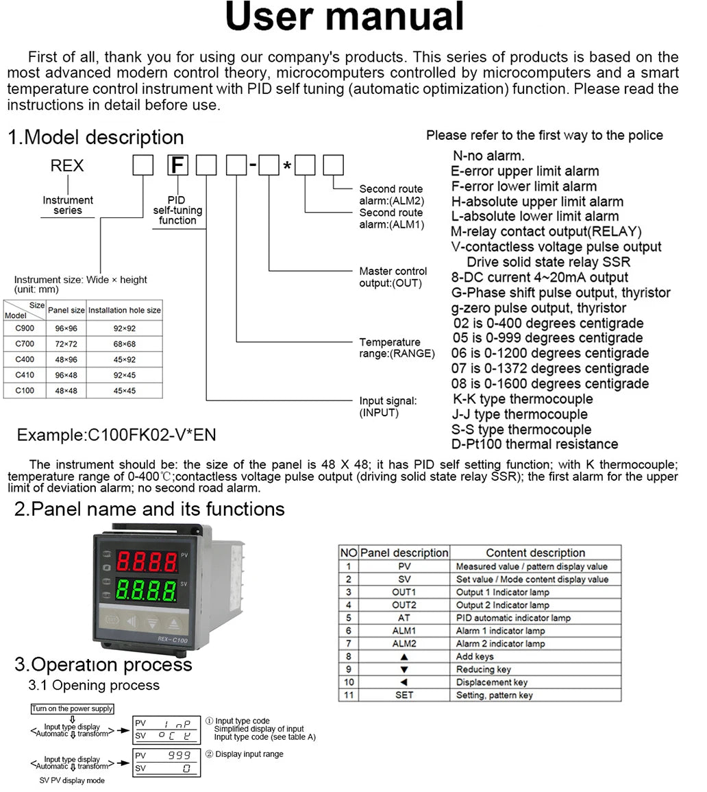 REX-C100 PID Intelligent Temperature Controller Universal REX-C100 Thermostat SSR Relay output Universal K PT100 J Type Input by 54 Energy - Renewable Energy Store