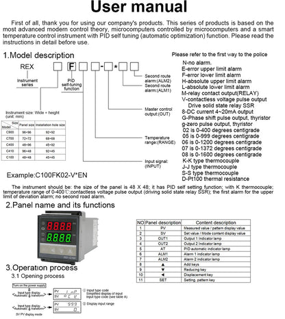REX-C100 PID Intelligent Temperature Controller Universal REX-C100 Thermostat SSR Relay output Universal K PT100 J Type Input by 54 Energy - Renewable Energy Store