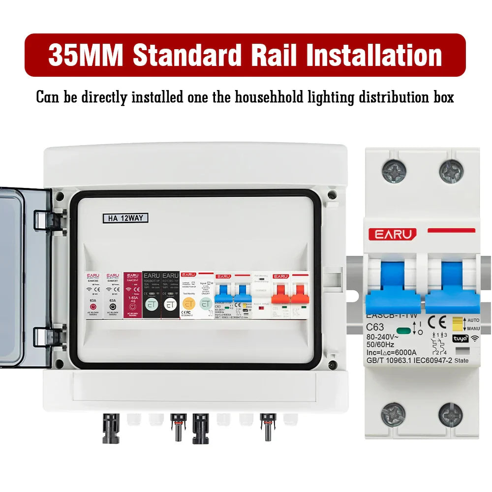 2P Tuya WiFi Smart Circuit Breaker MCB Timer Relay Switch Remote Control AC 63A 16A Power-off Memory Alexa Google Home Assistant