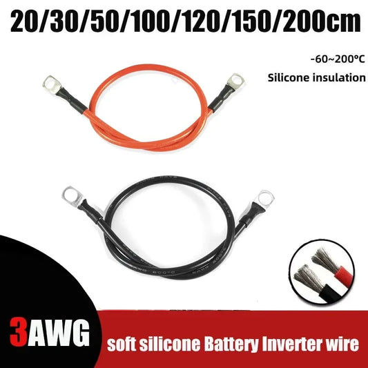 3AWG Battery Inverter Silicone Cable with M6 M8 M10 Lugs by 54 Energy - Renewable Energy Store