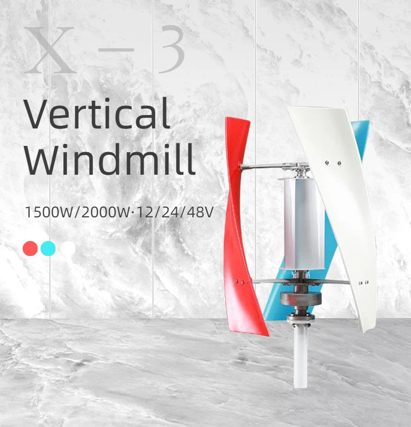 2000W Vertical Wind Turbine Maglev Generator Free Energy 3 Phase 220v AC Windmill For Home Use 3 Blades Low Wind Speed Start - 54 Energy - Renewable Energy Store
