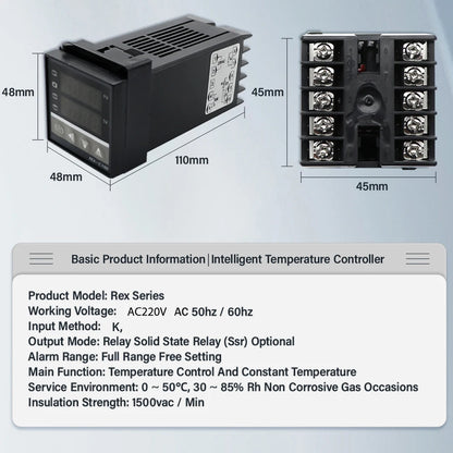 REX-C100 PID Intelligent Temperature Controller Universal REX-C100 Thermostat SSR Relay output Universal K PT100 J Type Input