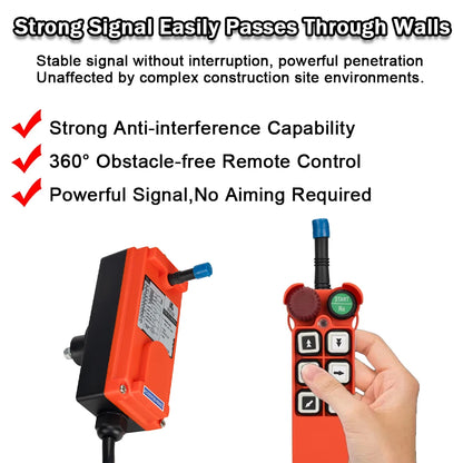 Industrial Remote Controller Switches Hoist Crane Control Lift Crane 1 Transmitter + 1 Receiver F21-E1 Arrow 220V 12V 24V 380V