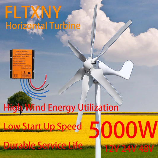 5000W Wind Turbine Generator 5000W Complete Power Supply System Kit 12V 24V 48V Home Appliance With Solar Panels