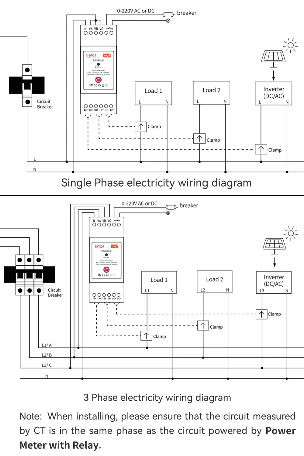 Tuya Smart WiFi Three Phase 80A AC90-480V Bi-Directional Measurement Power Energy kWh Meter Monitor 3Pcs CT Clamps Switch Relay