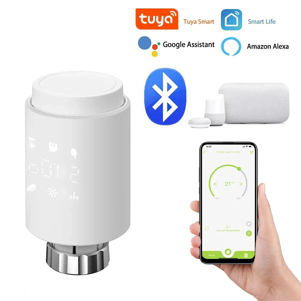 Tuya Smart Bluetooth Radiator Actuator TRV Programmable Thermostat Radiator Valve Remote Temperature Controller Support Alexa