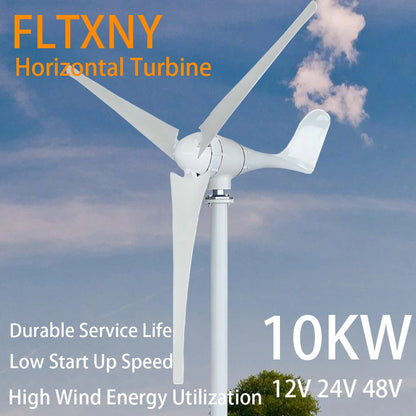 China Factory 10KW 12V 24V 48V Wind Turbine With 3/5 Blades  Small Wind Turbine for Home Use