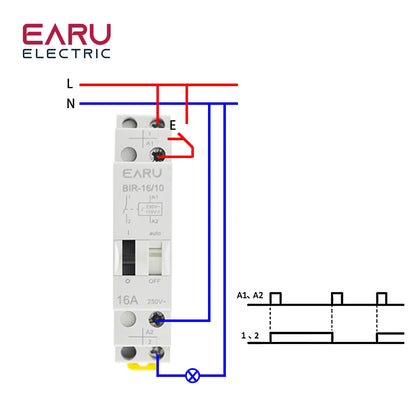 16A AC230V DC110V 24V Dual Voltage Impulse Relay Household Electric Pulse Control Relay Auto Control Relay for Lighting Circuit