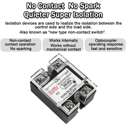 1Pcs Single Phase Solid State Relay Module SSR-25DA SSR-40DA SSR-40AA SSR-40DD SSR 10A/25A/40A/60A/80A/100A/120A/150A DD DA AA
