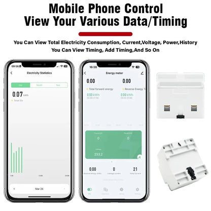 Tuya WiFi Smart Bidirectional Energy Meter Power kWh Meter Earth Leakage Over Under Voltage Protector Timer Relay Switch Current
