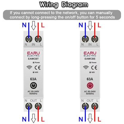 Tuya eWeLink WiFi Smart Circuit Breaker MCB 1P+N 63A Time Relay Switch Energy Meter kWh Voltage Current Protector Remote Control