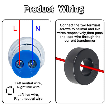 22MM Round LED Mini Digital Voltmeter Ammeter Meter AC 20-500V 0-100A Signal Lights Voltage Current Combo Meter Indicator Tester