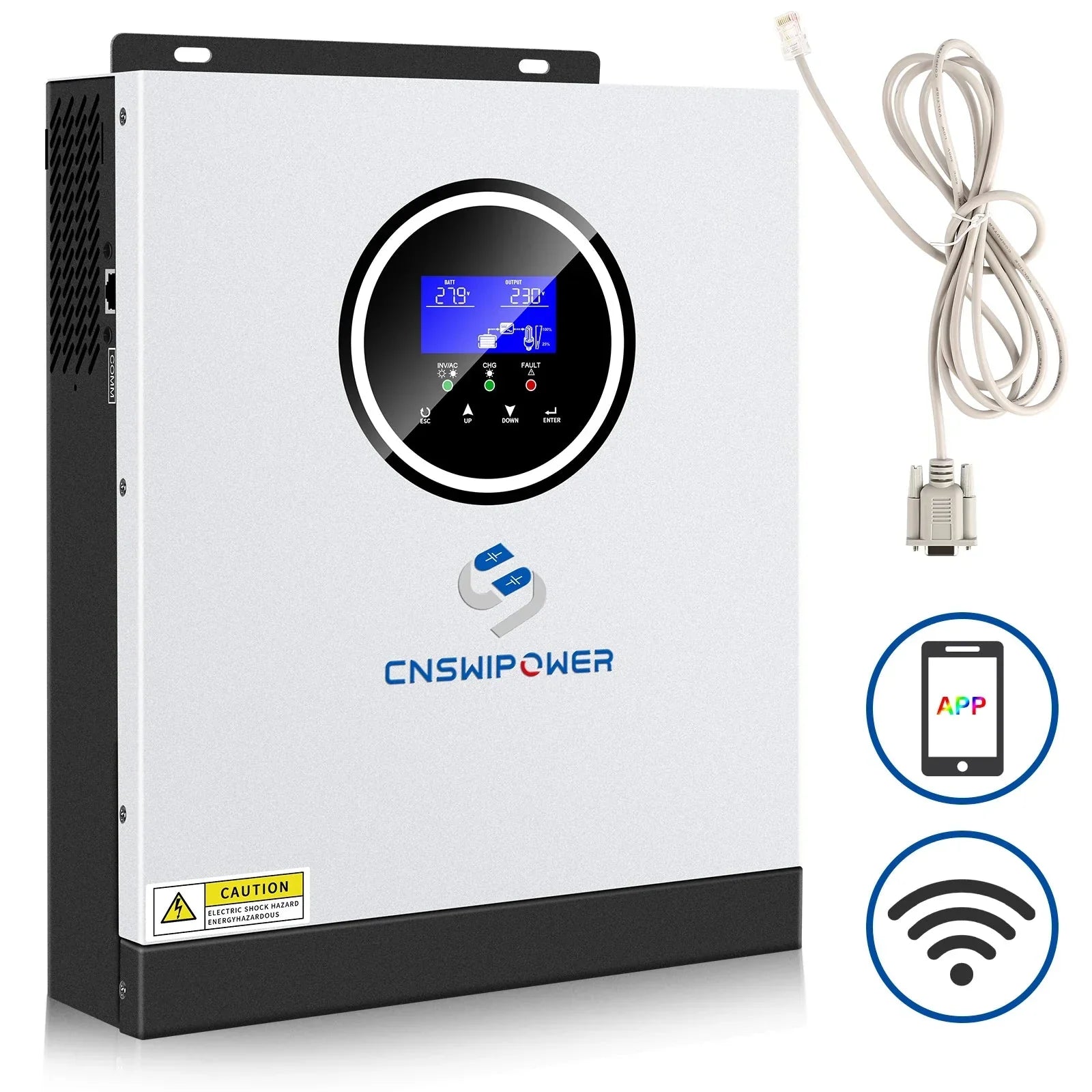 CNSWIPOWER Hybrid solar inverter 24V 220V-240V 3200VA 3000W Built-in 80A MPPT controller LCD screen - 54 Energy - Renewable Energy Store