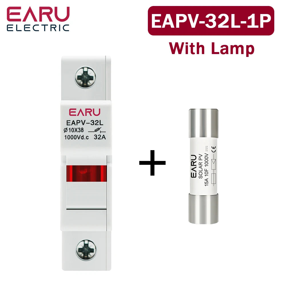 One Set 1P 2P DC Fuses Holder Solar 10*38mm PV 1000V 6A 15A 32A Base for Solar Photovoltaic System Short Circuit Protector gpV