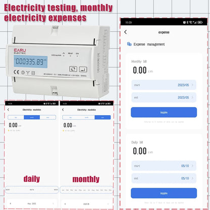 Tuya Smart Three-Phase Bidirectional Electricity Meter with WiFi & ZigBee for KWh Monitoring, featuring RS485 Interface AC 380V
