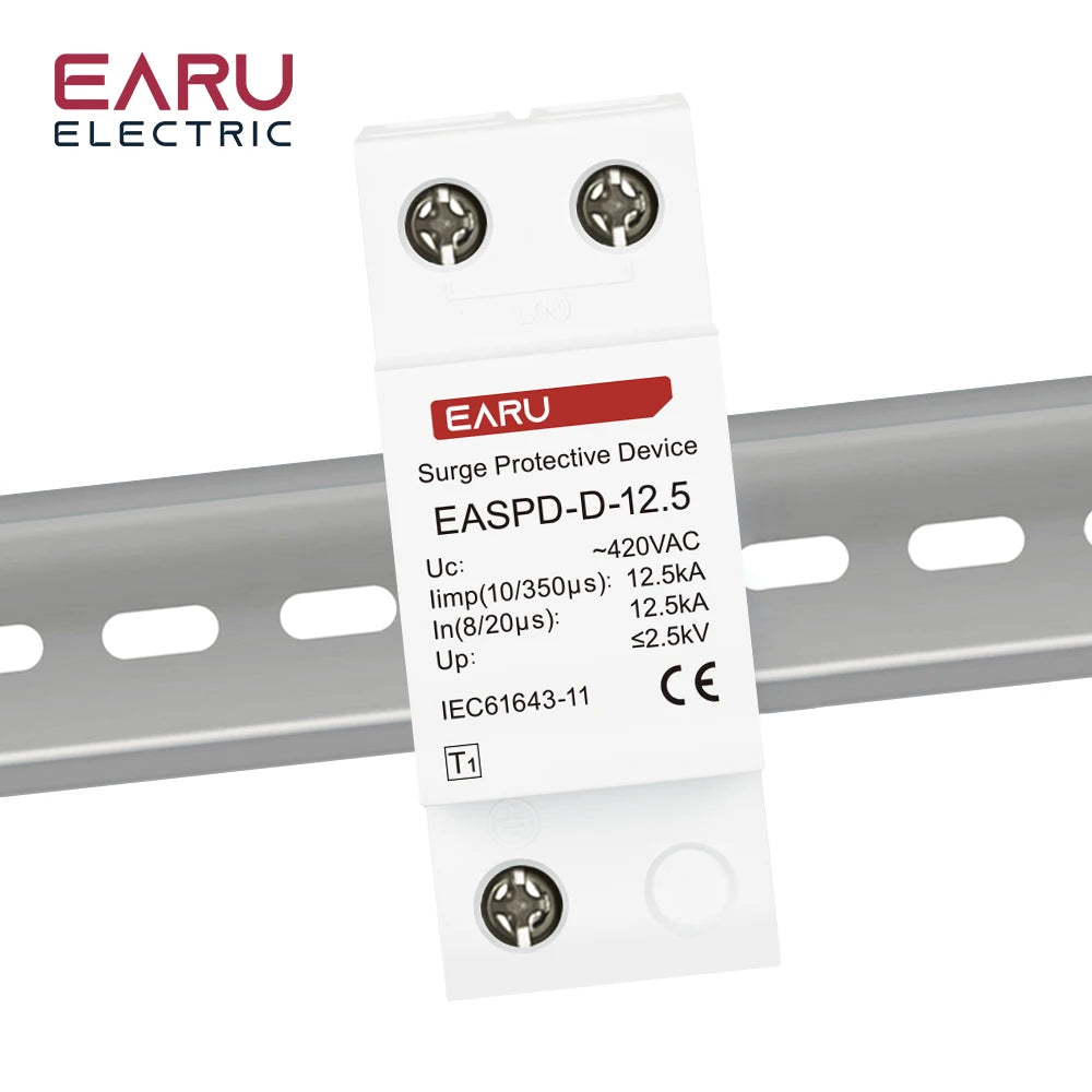 T1 Power Surge Protective Device SPD Arrester Low Voltage House 2P 3P 4P Surge Voltage Protection AC 420V 12.5KA 15KA 25KA