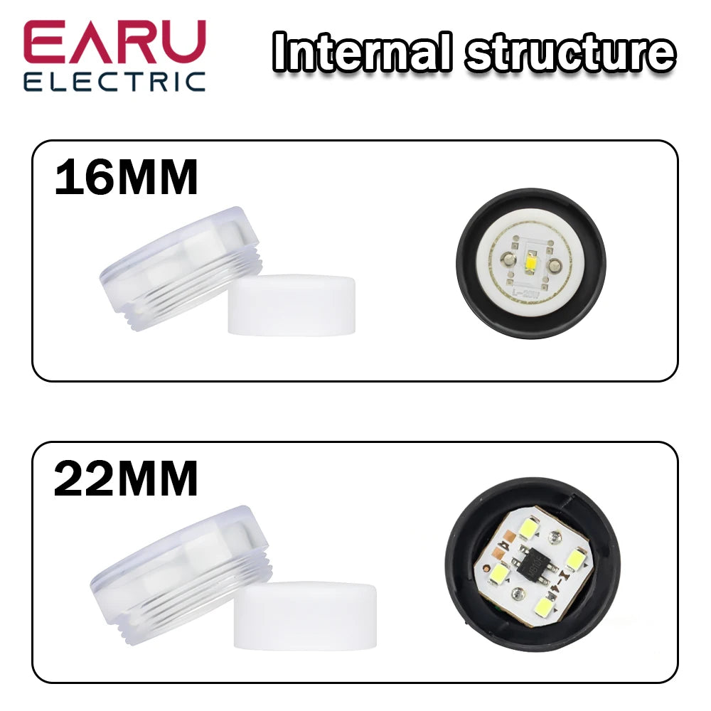 16MM 22MM LED Power Electronic Indicator Pilot Signal Light Lamp AC DC 12V 24V 110V 220V 380V Red Green Yellow Blue White Panel