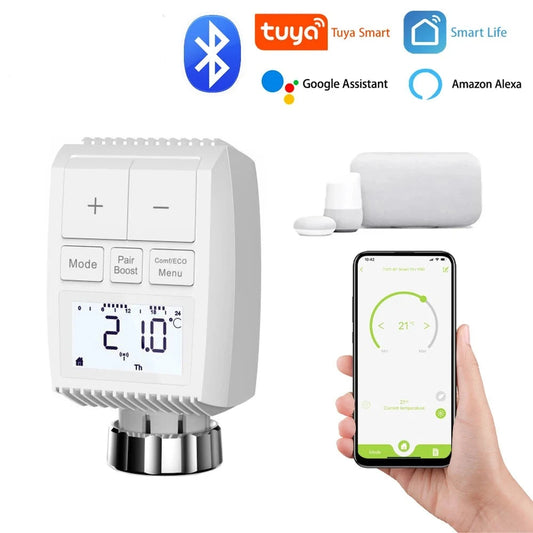 Tuya Smart Bluetooth Radiator Actuator TRV Programmable Thermostat Radiator Valve Remote Temperature Controller Support Alexa