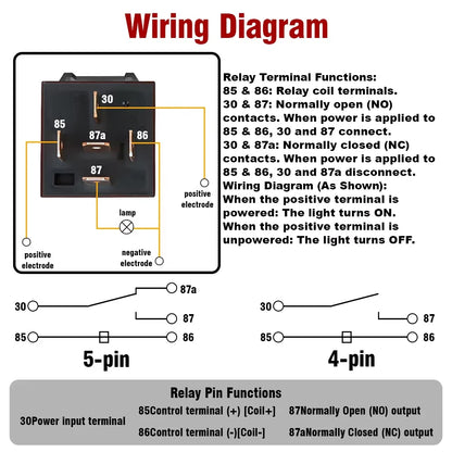 4 5 Pin 4P 5P 40A Waterproof Car Relay Long Life Automotive Relays Normally Open DC 12V 24V Relay For Head Light Air Conditioner
