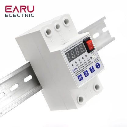 63A Automatic Reconnect Circuit Breaker Over And Under Voltage Over Current Leakage Protection Surge Protect Protector Relay