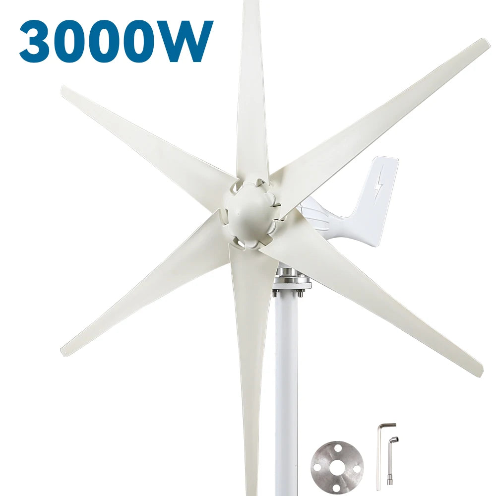 3kw Small Wind Mill Turbine Power Generator Complete Kit 12v 24v 48v 3 Blades Dynamo With MPPT Charge Controller RV Yacht Farm - 54 Energy - Renewable Energy Store