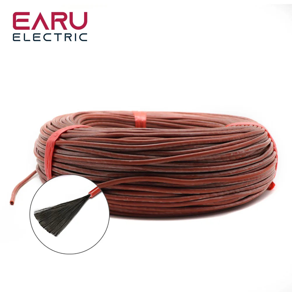 100 Meters Infrared Warm Floor Cable 12K 33ohm/m Electric Carbon Heating Wire Coil 3.0mm Fiber Wire Floor Hotline Thickening