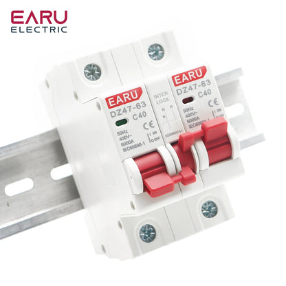 1P+1P 2P+2P 3P+3P 4P+4P MTS AC Dual Power Manual Transfer Interlock Circuit Breaker Din Rail Isolating Discounnecting Switch MCB