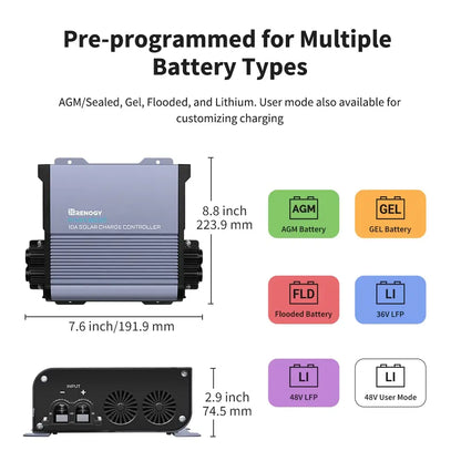 Boost 10A 36V/48V Auto DC Input MPPT Solar Charge Controller LCD Display