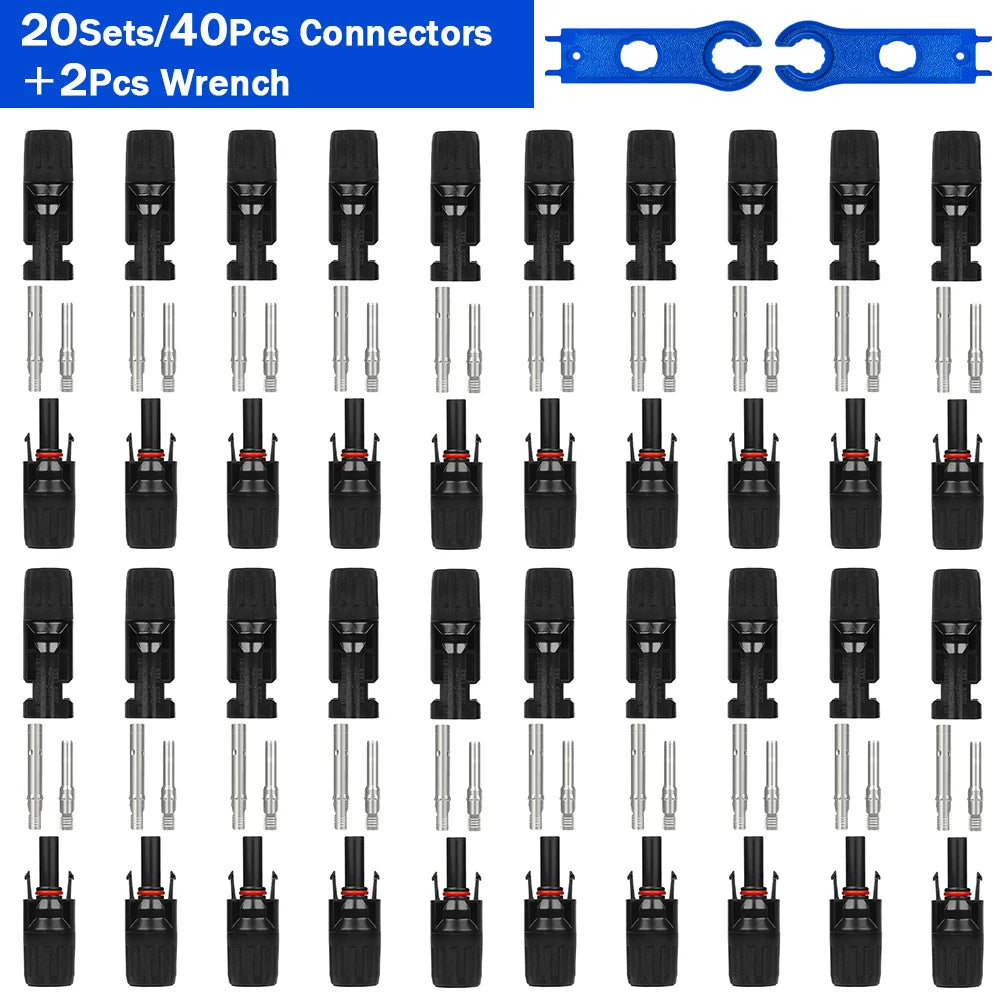 5/10/20/30/50 Pairs DC Solar Connector 1000V 30A Panel Stecker IP67 Waterproof Connector Kit for Sola PV Cable with 2Pcs Spanner