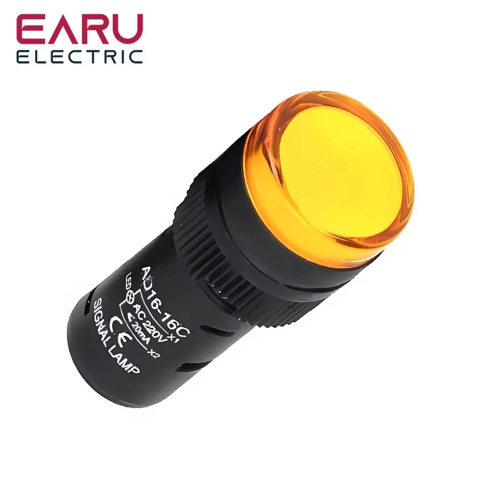 16MM Panel LED Power Electronic Indicator Pilot Signal Light Lamp AC DC 12V 24V 110V 220V 380V Red Green Yellow Blue White LED