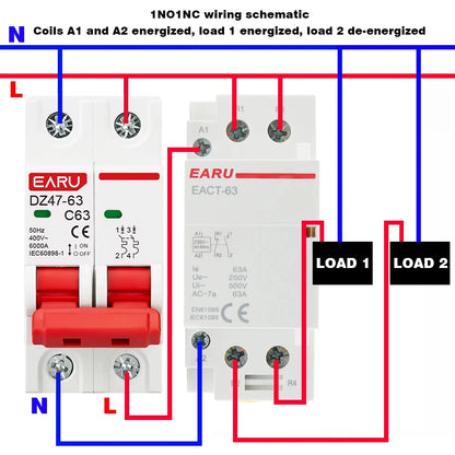 2P AC 110V 220V 50/60Hz 16A 20A 25A 32A 50A 40A 63A Din Rail Household Modular Contactor Switch Controller DIY Smart Home Hotel