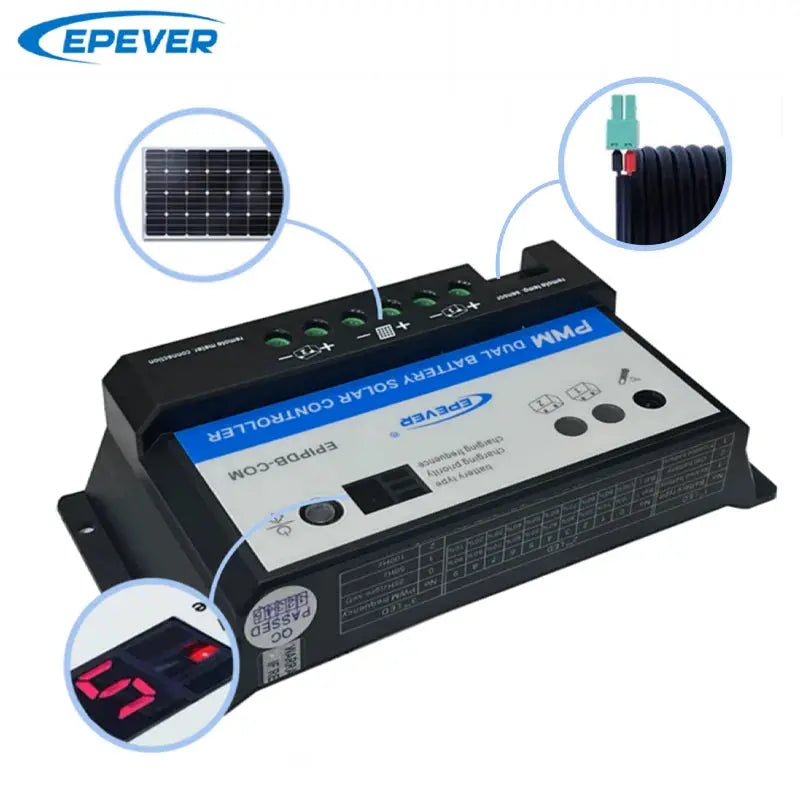 10A 12V/24V Work EPEVER Dual Battery Charger Solar Controller EPIP-COM PWM With MT-1 Optional EPsolar - 54 Energy - Renewable Energy Store