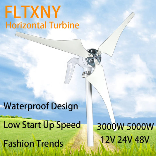 Latest Design 3000W5000W Windmill 12v 24v New Energy 6 Blades Horizontal Wind Turbine Generator Free MPPT Controller For Homeuse