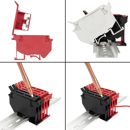 10Pcs/Lot Din Rail Terminal Blocks UK-5-HESI Black Connector Screw Fuse Terminal Block Connector Screw Fuse Holder Conductor