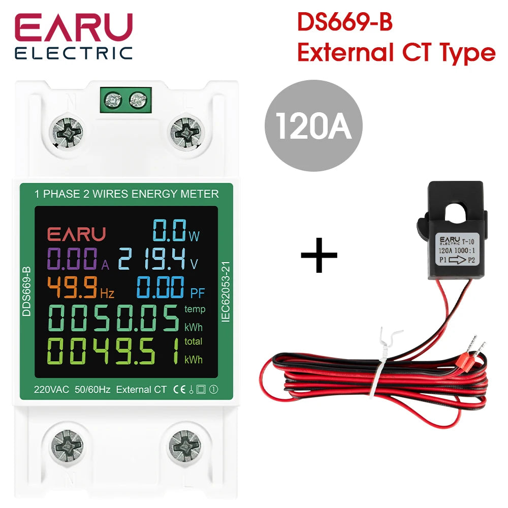 Din Rail AC Monitor 110V 220V Voltage Current Power Factor Active kWh Reset Zero Electric Energy Frequency Meter Voltmeter AMP