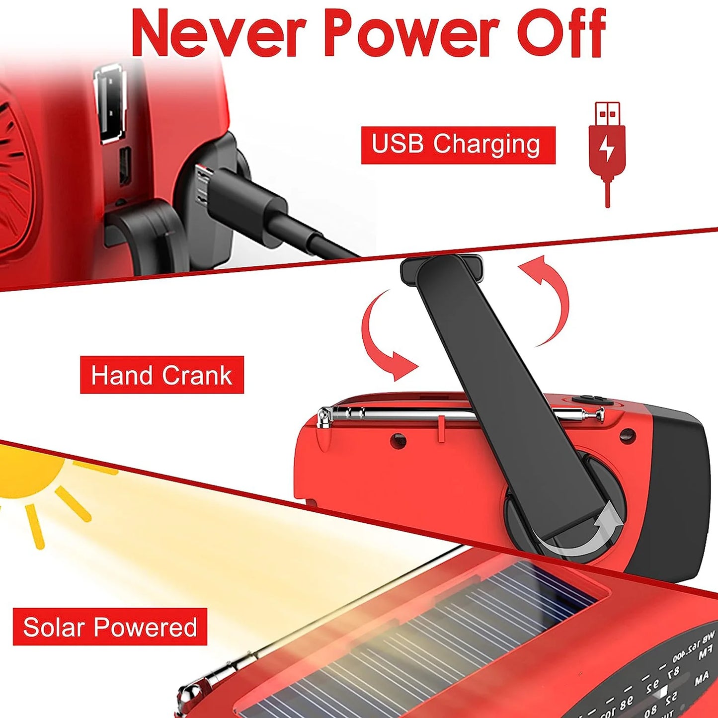 Solar Hand Crank Powered Camping Light With Radio Outdoor 2000mAh USB Charging - 54 Energy - Renewable Energy Store
